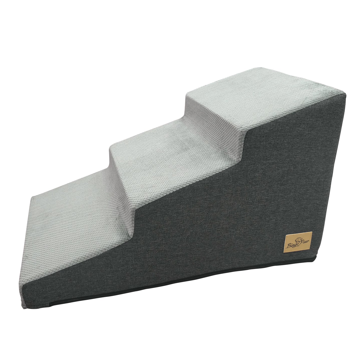 Sponge Dog Stairs for Bed & Sofa, 4 Step Dog Stairs, Dog Bed Steps for High Places, Non-Slip Gray Pet Stairs for Small Dogs