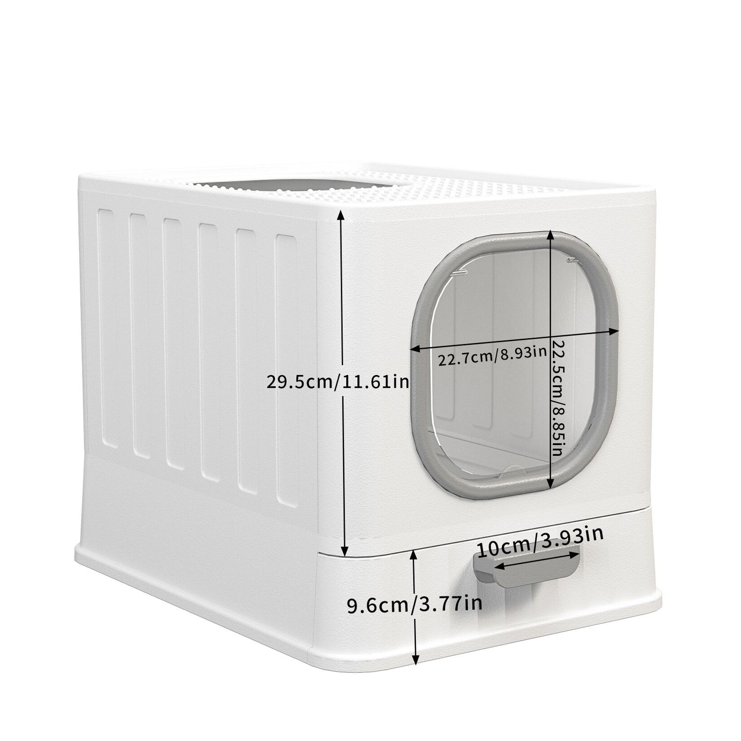 Large Cat Litter Box with Lid, Enclosed Drawer Type Litter Box with Scoop for Cat, Plastic Easy to Clean Cat Toilet 15x20 Inch