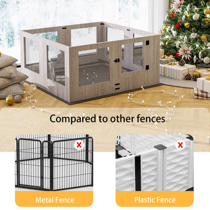 Tempered Glass Dog Playpen: Indoor Pet Whelping Pen Box Protective Ledge Inside Dog Playpen for Newborn Puppies