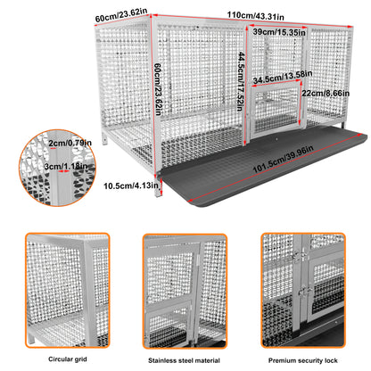 2025 Stainless Steel Chicken Coop, 43.3x23.6x23.6 Inch Elevated Metal Cage for Rabbits, Ducks, Pigeons, with Waterproof Cover