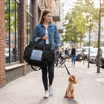 Puppy Travel Carrier Bed: Dog Booster Car Seat Pet Travel Carrier Bed with Safety Belt, Storage Pocket for Vehicles, Shoulder Strap/ Handle