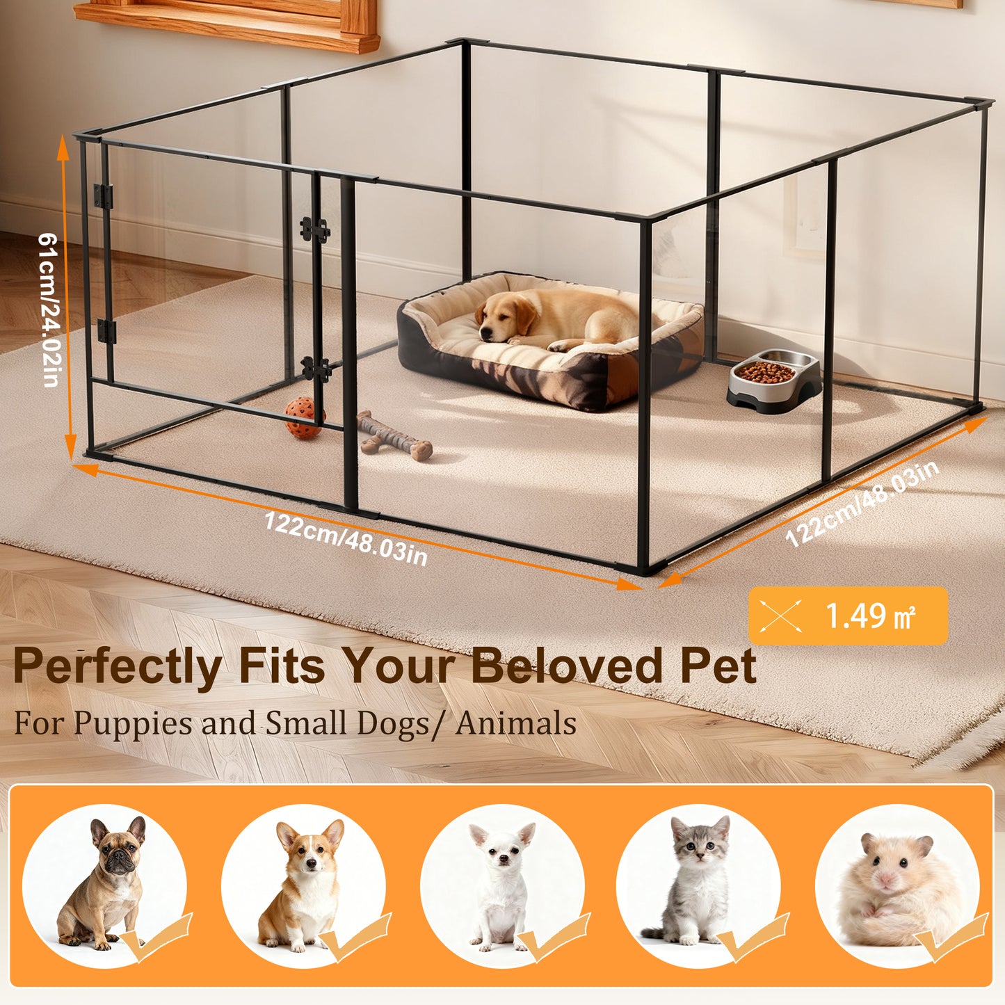 2025 Acrylic Whelping Playpen: 8 Panels Indoor Pet Acrylic Dog Playpen Whelping Pen Box Exercise Fence for Puppies, Rabbits, Small Animals
