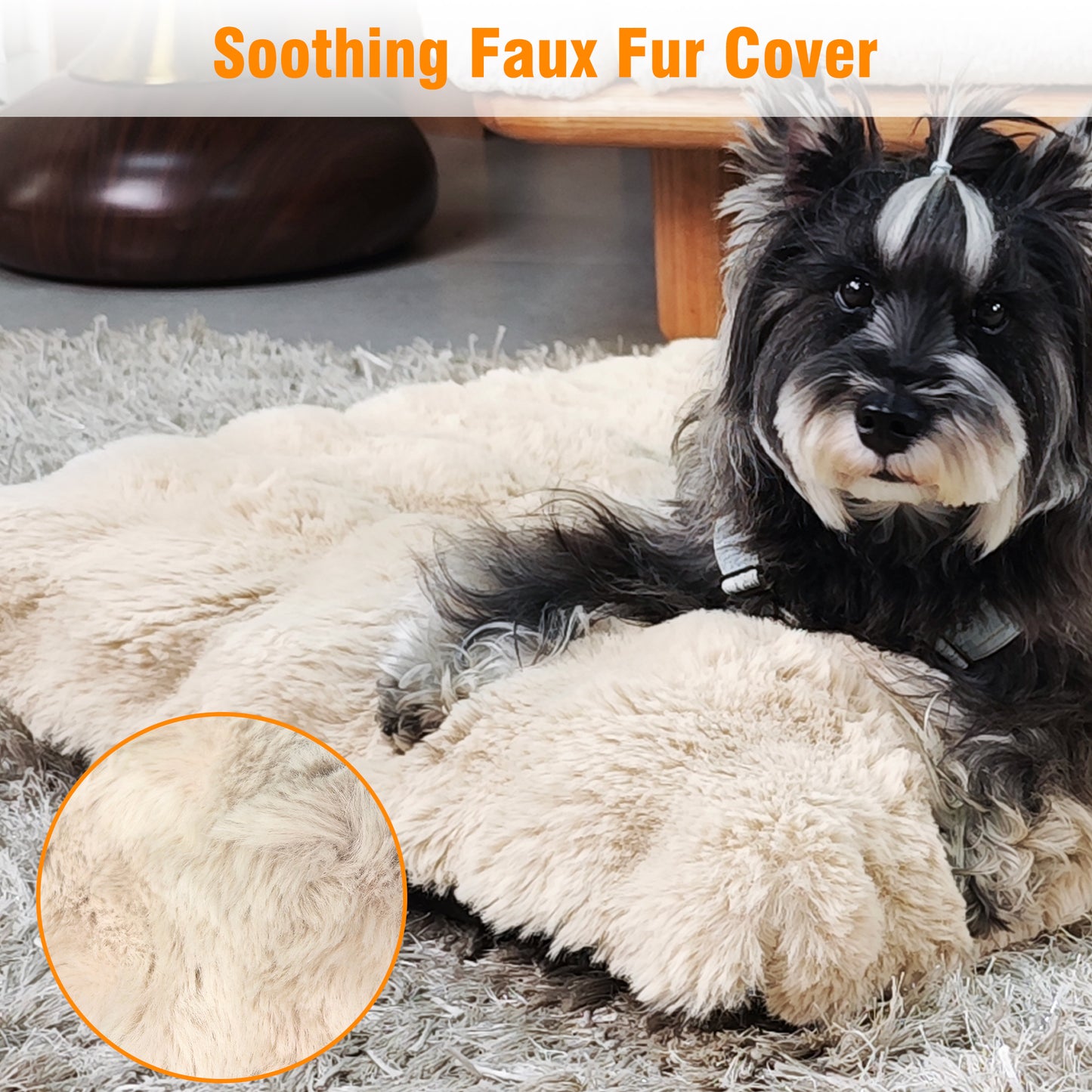 2025 Fluffy Dog Cat Bed: Deluxe Plush Dog Bed with Supportive Base Comfort Pet Sleeping Mat Crate Bed with Removable Cover for Different Sizes Dogs Breeds