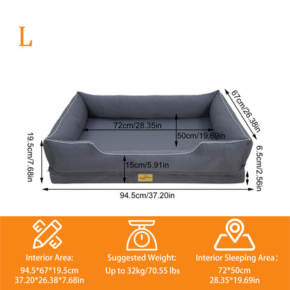 (Summer type)Orthopedic Dog Bed Bolster Sofa Pet Couch with High Density Foam Base, Removable Washable Oxford Cloth Cover, Anti-Slip Cuddler Mattress