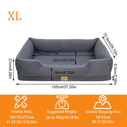 (Summer type)Orthopedic Dog Bed Bolster Sofa Pet Couch with High Density Foam Base, Removable Washable Oxford Cloth Cover, Anti-Slip Cuddler Mattress
