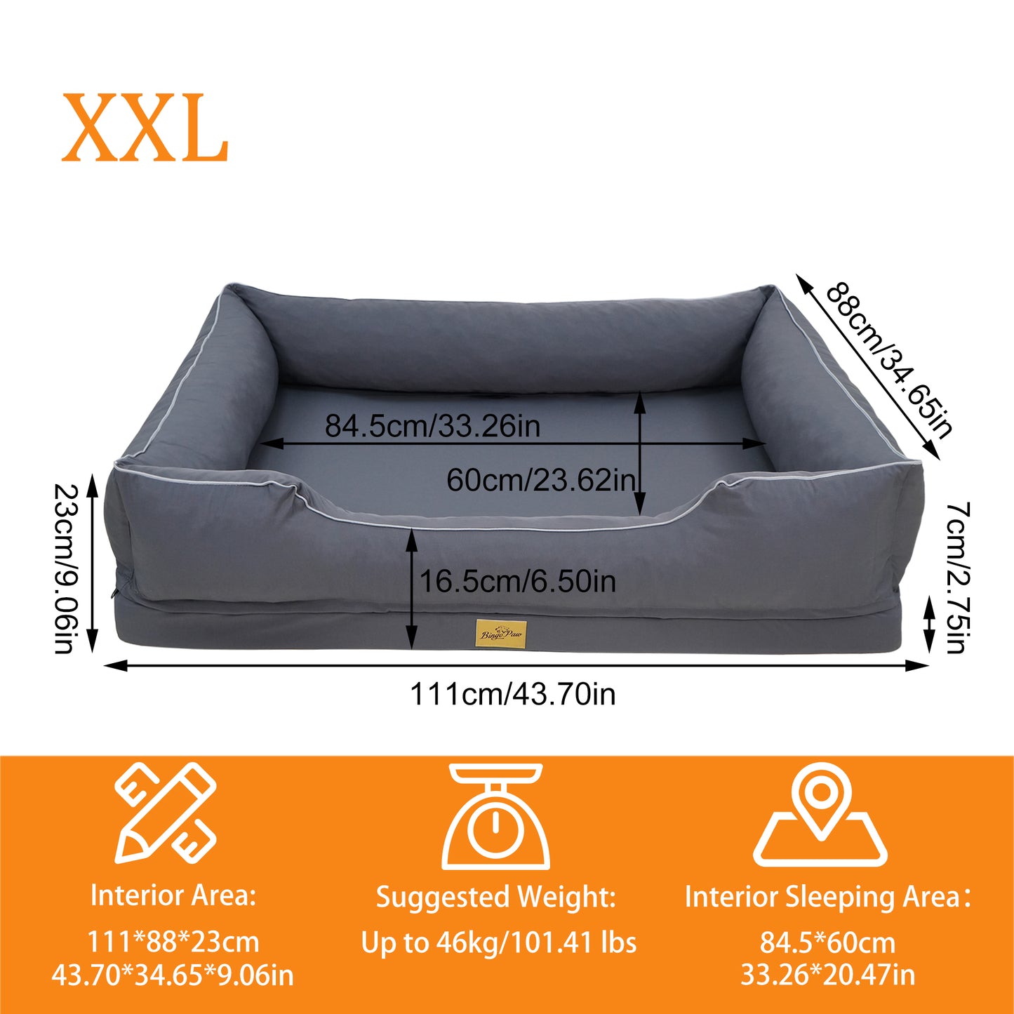 (Summer type)Orthopedic Dog Bed Bolster Sofa Pet Couch with High Density Foam Base, Removable Washable Oxford Cloth Cover, Anti-Slip Cuddler Mattress