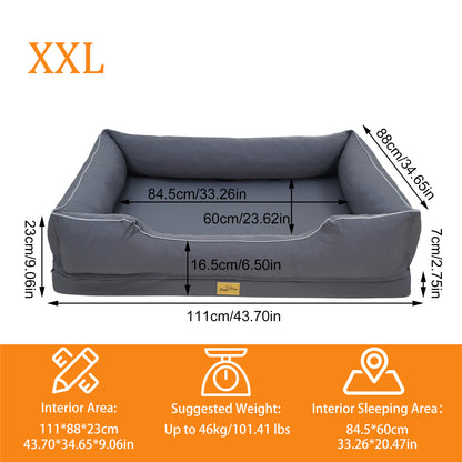 (Summer type)Orthopedic Dog Bed Bolster Sofa Pet Couch with High Density Foam Base, Removable Washable Oxford Cloth Cover, Anti-Slip Cuddler Mattress