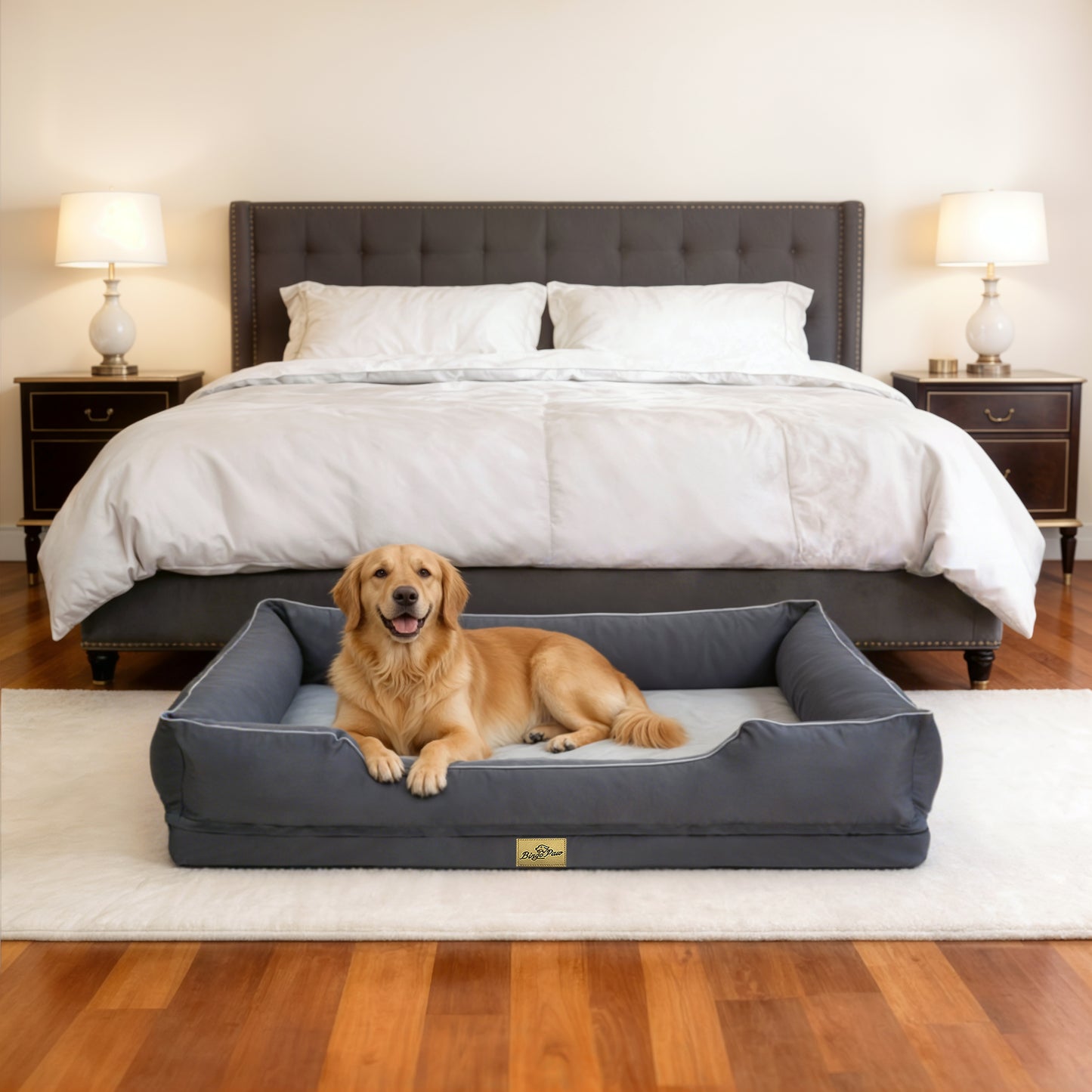 Orthopedic Dog Bed Bolster Sofa Pet Couch with High Density Foam Base, Removable Washable Suede Cover, Anti-Slip Cuddler Mattress