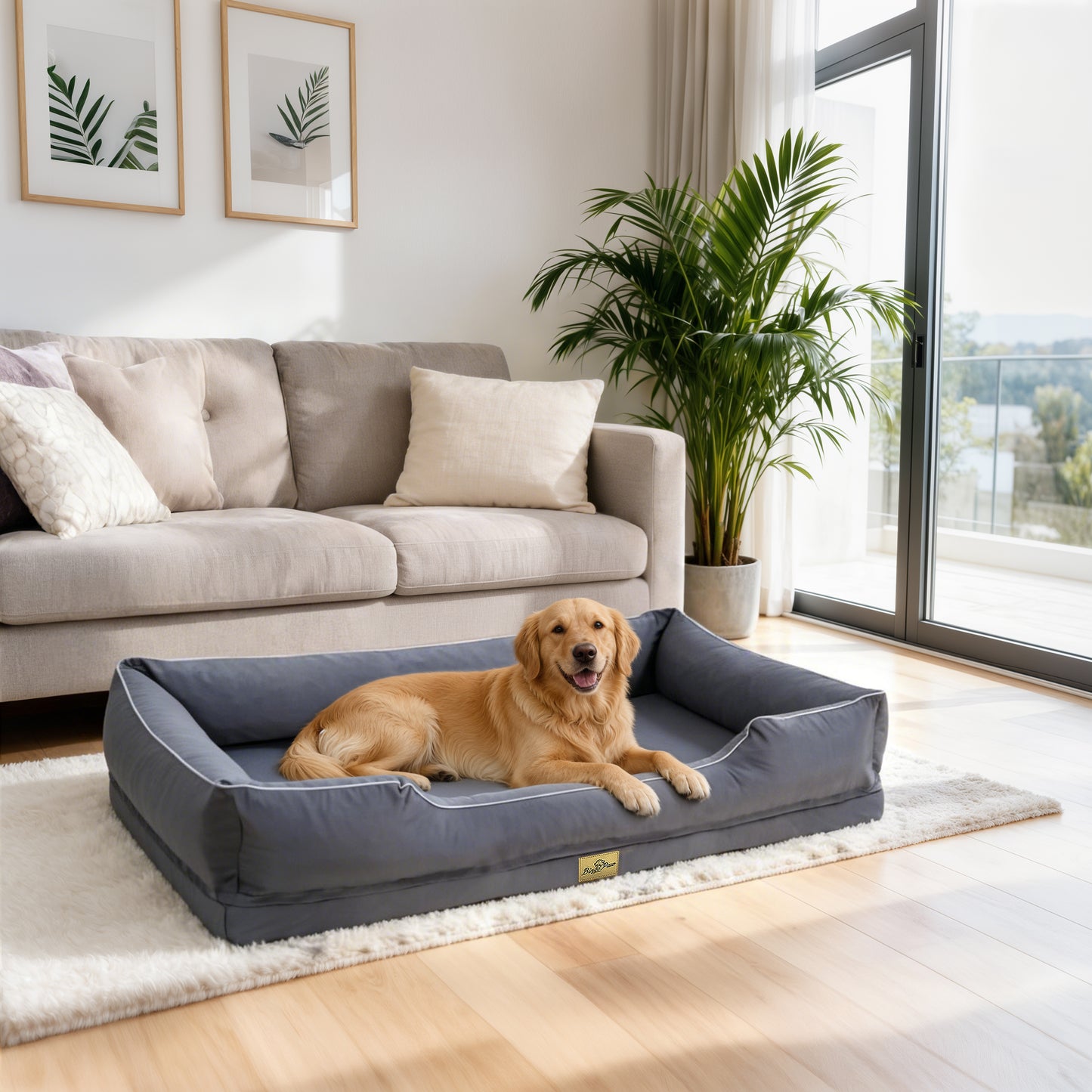 (Summer type)Orthopedic Dog Bed Bolster Sofa Pet Couch with High Density Foam Base, Removable Washable Oxford Cloth Cover, Anti-Slip Cuddler Mattress