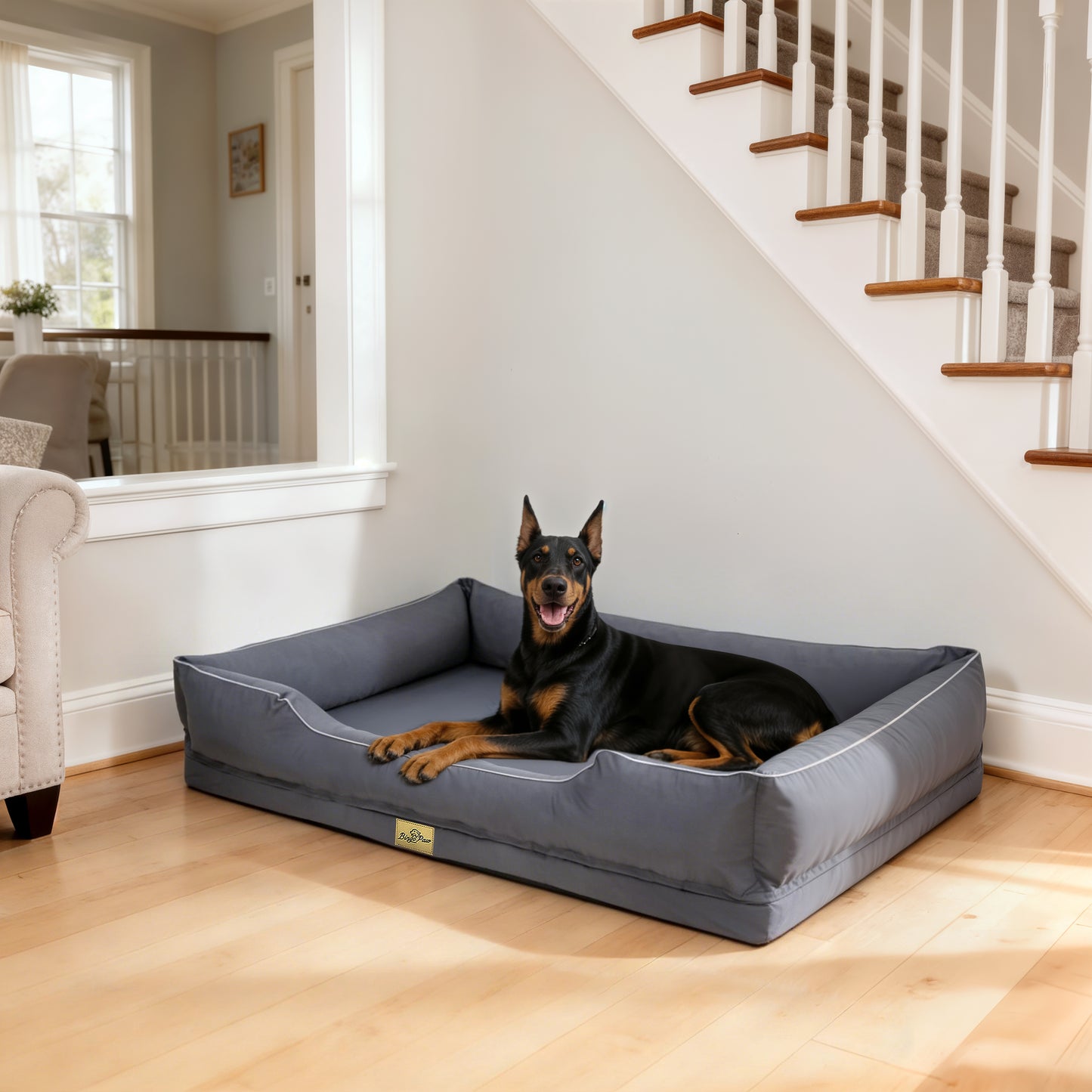 (Summer type)Orthopedic Dog Bed Bolster Sofa Pet Couch with High Density Foam Base, Removable Washable Oxford Cloth Cover, Anti-Slip Cuddler Mattress