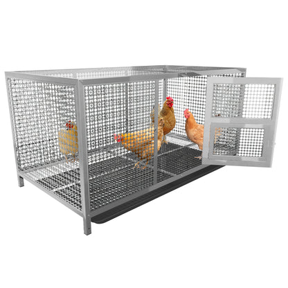 2025 Stainless Steel Chicken Coop, 43.3x23.6x23.6 Inch Elevated Metal Cage for Rabbits, Ducks, Pigeons, with Waterproof Cover