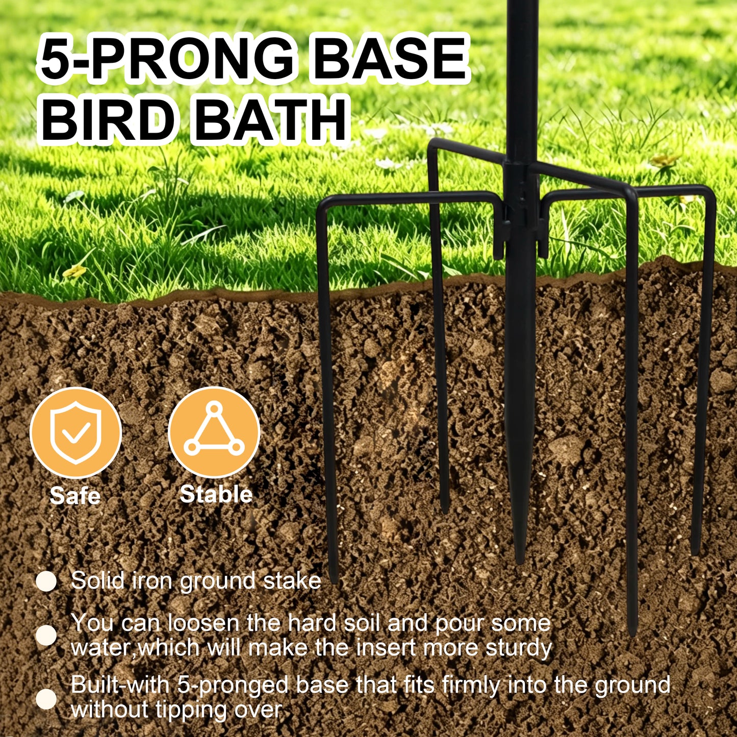 2 Tier Outdoor Bird Bath and Feeder, Decorative Standing Bird Bath for Outside Yard, Heavy Duty Garden Bird Feeder Station, Aged Bronze