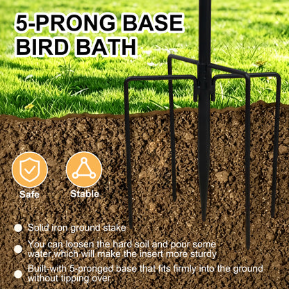 2 Tier Outdoor Bird Bath and Feeder, Decorative Standing Bird Bath for Outside Yard, Heavy Duty Garden Bird Feeder Station, Aged Bronze