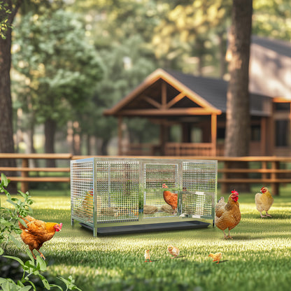 2025 Stainless Steel Chicken Coop, 43.3x23.6x23.6 Inch Elevated Metal Cage for Rabbits, Ducks, Pigeons, with Waterproof Cover