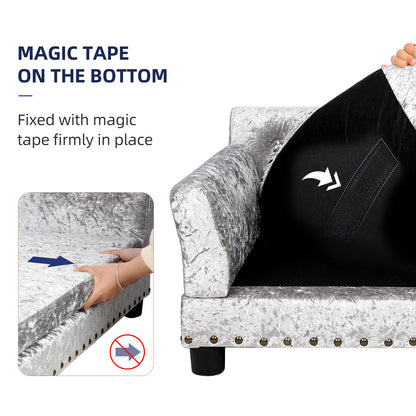 Pet Dog Couch Bed Deluxe Dutch Velvet Upholstered Sofa Bed Removable Cushion