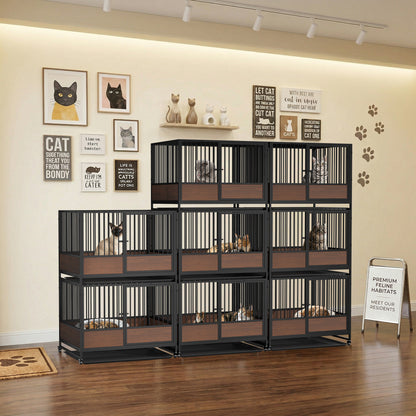 Pet Breeding Whelping Cage for Cats & Small Dogs, Metal Birthing and Recovery Crate, Isolation Kennel for Postpartum Care, Durable Iron Frame, Modern Minimalist Design