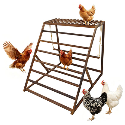 Chicken Playground with Top Platform, Wooden Roosting Bar for Poultry, 36 in Tall Jungle Gym with Balance Swing, Sanded Pine Perches for Backyard Farm Coop