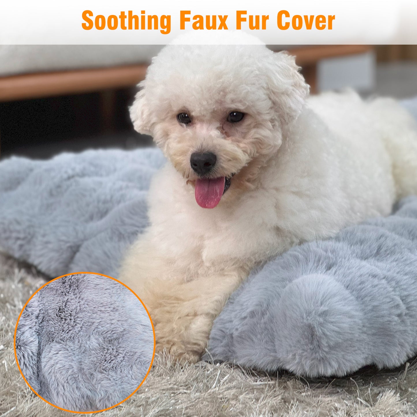 2025 Fluffy Dog Cat Bed: Deluxe Plush Dog Bed with Supportive Base Comfort Pet Sleeping Mat Crate Bed with Removable Cover for Different Sizes Dogs Breeds