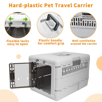 Portable Plastic Cat Kitten Travel Carrier Pet Carry Crate Collapsible Design
