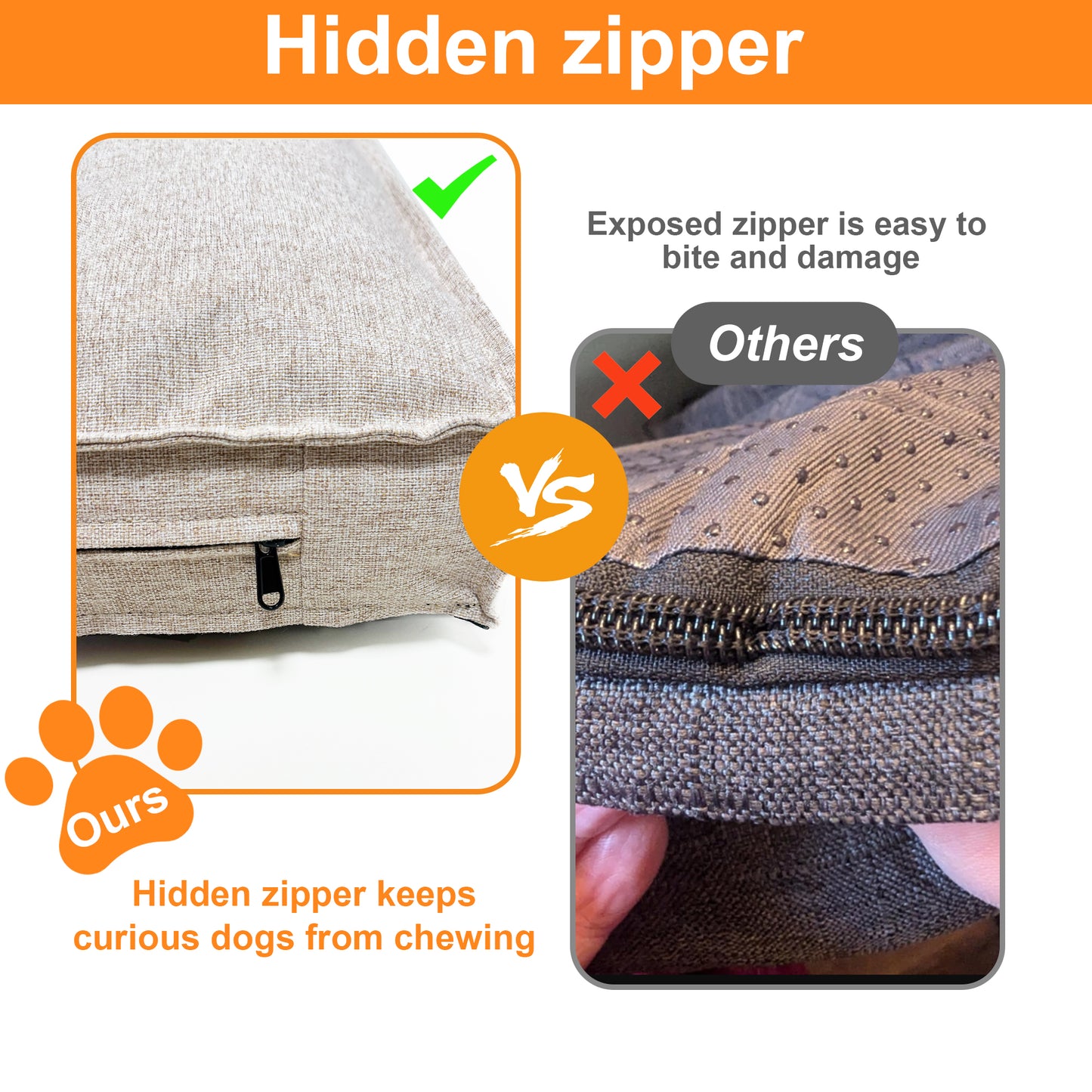 Soft Linen Dog Bed with Removable Washable Cover, Flat Pet Bed Mat for Crate, Shredded Foam Filled Puppy Pad with Non-Slip Bottom