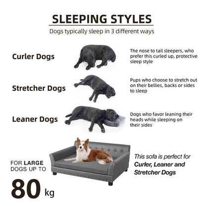 Luxury Large Dog Bed Pet Snuggle Sofa with Microfiber Leather Upholstered Sofa Bed