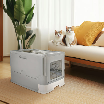 Cat Litter Box Front Entry Top Exit Toilet Boxes Litter Tray with Litter Scoop