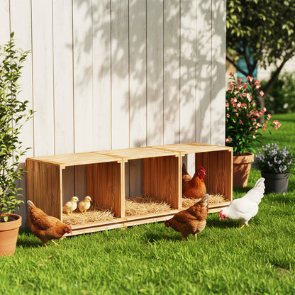 Nesting Boxes for Chickens: 3-Compartment Pine Wood Chicken Nesting Box Poultry Farms for Eggs Laying, Preventing Egg Falls