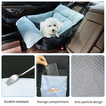 Dog Car Seat for Small Dogs, Travel Carrier Bed with Cushion, Portable Dog Booster Seat for Car Front & Rear Seat, Washable Travel Car Bed