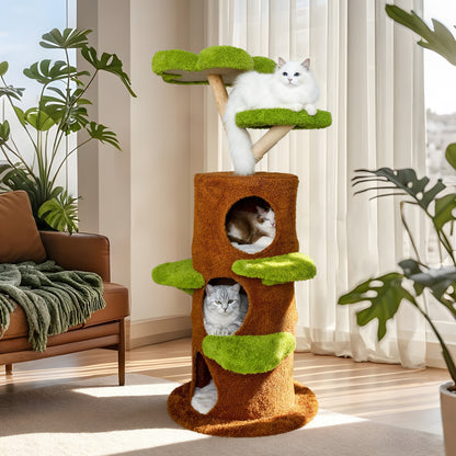 2025 Multi-Level Cat Tree, Large Cat Tower with Sturdy Wooden Frame, Sisal Rope Scratching Post, Modern Cat Condo for Indoor Cats