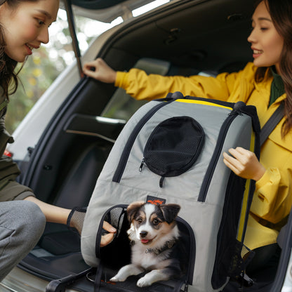 Pet Travel Stroller: 2 in 1 Dog Stroller Pushchair Car Seat Travel Carrier w/ Detachable Handle Convertible Pet Booter Seat for Small Dogs and Cats
