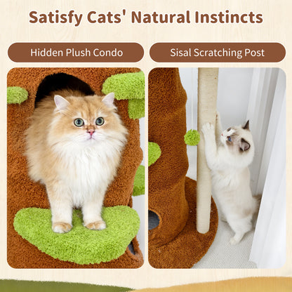 Large Cat Tree 73 Inch Modern Tall Cat Tree Tower, Tree Trunk Cat Condo with Multi-Level Platforms, Wooden Cat Tree for Indoor Multiple Cats and Kittens