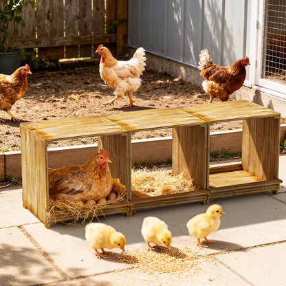 Nesting Boxes for Chickens: 3-Compartment Pine Wood Chicken Nesting Box Poultry Farms for Eggs Laying, Preventing Egg Falls