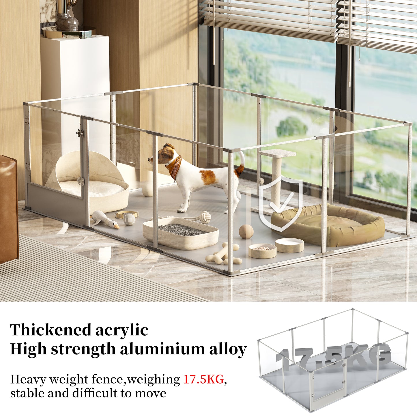 2025 Large Transparent Acrylic Pet Playpen for Living Room, Clear Acrylic Whelping Box for Dog Mom, 180x120x60cm