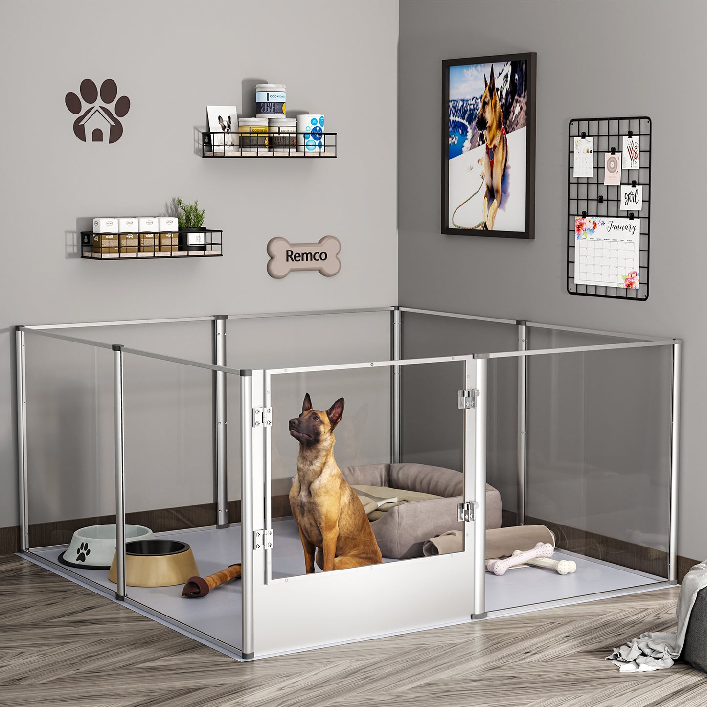 Acrylic Dog Playpen Fence: Indoor Pet Whelping Pen Box Dog Playpen Kennel 80.5cm Taller with Waterproof Fertility Pad for Puppies, Rabbits, Guinea Pig