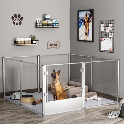 Acrylic Dog Playpen Fence: Indoor Pet Whelping Pen Box Dog Playpen Kennel 32in Taller with Waterproof Fertility Pad for Puppies, Rabbits, Guinea Pig