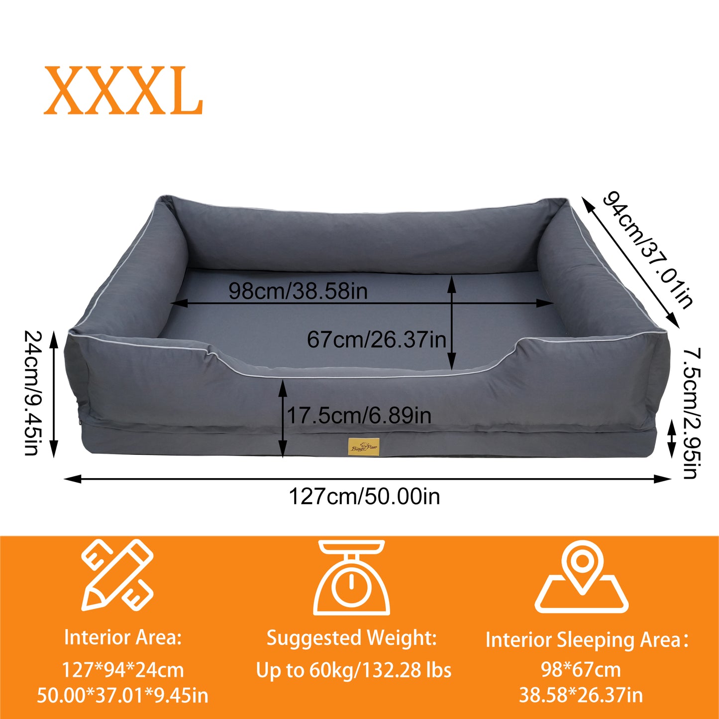 (Summer type)Orthopedic Dog Bed Bolster Sofa Pet Couch with High Density Foam Base, Removable Washable Oxford Cloth Cover, Anti-Slip Cuddler Mattress