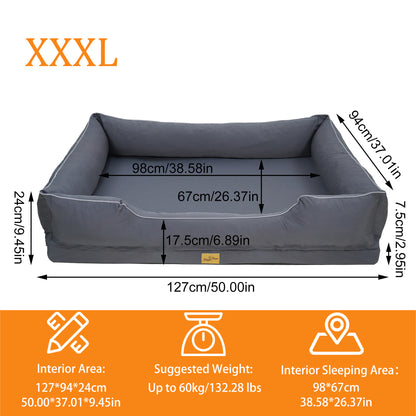 (Summer type)Orthopedic Dog Bed Bolster Sofa Pet Couch with High Density Foam Base, Removable Washable Oxford Cloth Cover, Anti-Slip Cuddler Mattress