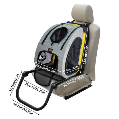 Pet Travel Stroller: 2 in 1 Dog Stroller Pushchair Car Seat Travel Carrier w/ Detachable Handle Convertible Pet Booter Seat for Small Dogs and Cats