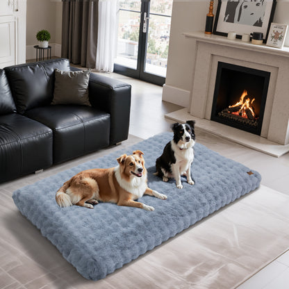 2025 Fluffy Dog Cat Bed: Deluxe Plush Dog Bed with Supportive Base Comfort Pet Sleeping Mat Crate Bed with Removable Cover for Different Sizes Dogs Breeds