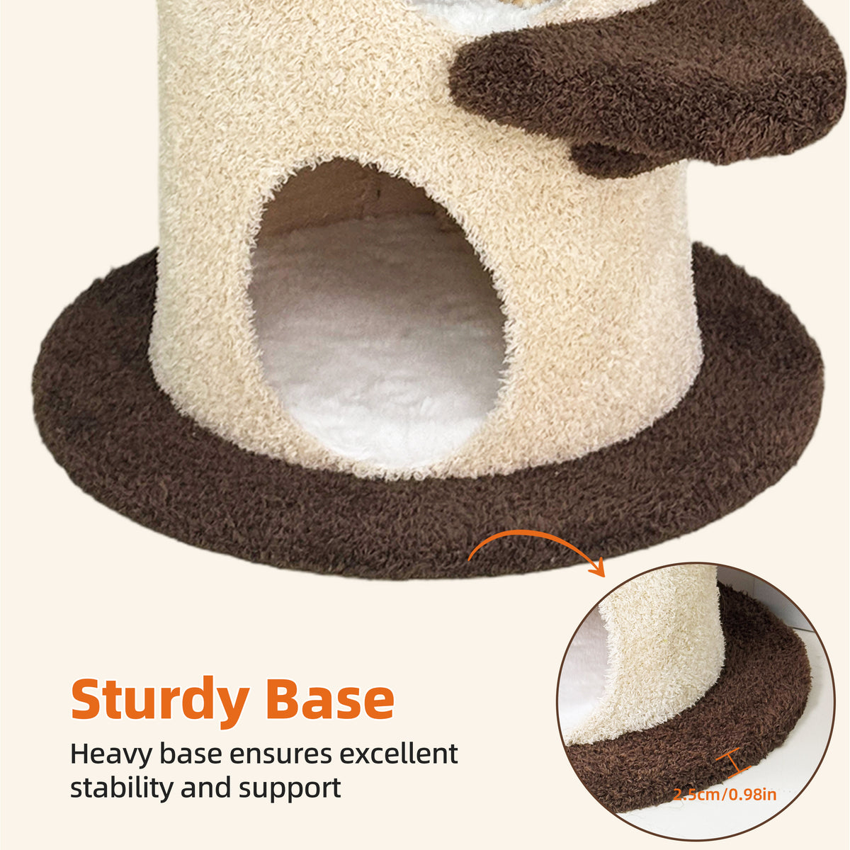 Modern Cat Tree with Cream & Brown Design, Large Cat Tree Multi-Level Tower, Cat Tree for Multiple Cats, Spacious Tree Trunk Cat Condo, Pet Furniture Gift