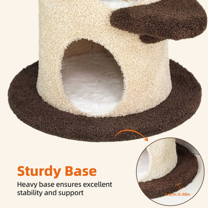 Modern Cat Tree with Cream & Brown Design, Large Cat Tree Multi-Level Tower, Cat Tree for Multiple Cats, Spacious Tree Trunk Cat Condo, Pet Furniture Gift