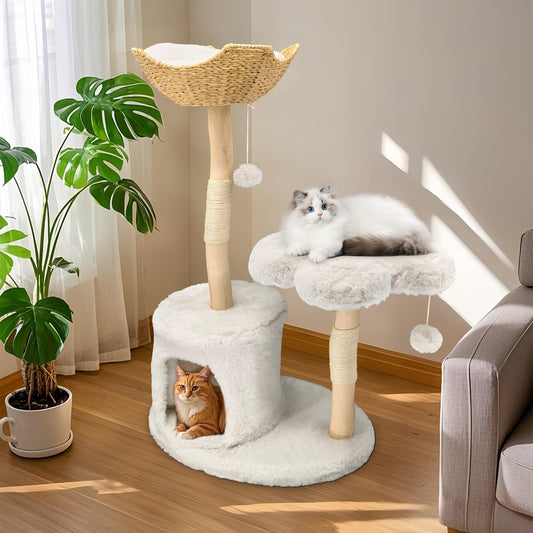 Cat Tree Tower for Indoor Cat Scratching Post Activity Tree Cat Condo Plush Cave