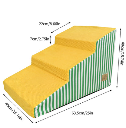 Pet Dog Stairs for High Beds: 3 Steps/ 4 Steps /5 Steps Bright Pet Stairs High-Density Foam Dog Ramp Step with Gentle Slope Safe for Sofas, for Puppies & Senior Pets