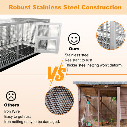 2025 Stainless Steel Chicken Coop, 43.3x23.6x23.6 Inch Elevated Metal Cage for Rabbits, Ducks, Pigeons, with Waterproof Cover