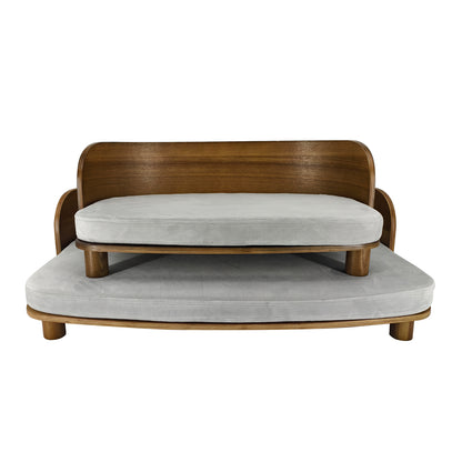 Wooden Cat Furniture Elevated Pet Stool Bed with Cozy Pad for Indoor Animals