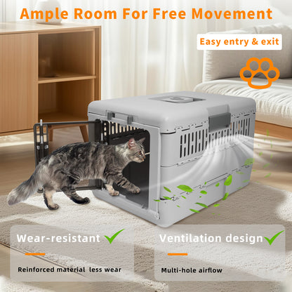 Portable Plastic Cat Kitten Travel Carrier Pet Carry Crate Collapsible Design
