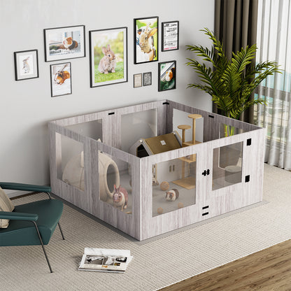 Tempered Glass Dog Playpen: Indoor Pet Whelping Pen Box Protective Ledge Inside Dog Playpen for Newborn Puppies