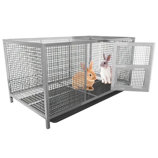 2025 Stainless Steel Chicken Coop, 43.3x23.6x23.6 Inch Elevated Metal Cage for Rabbits, Ducks, Pigeons, with Waterproof Cover