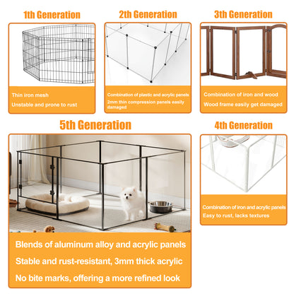 2025 Acrylic Whelping Playpen: 8 Panels Indoor Pet Acrylic Dog Playpen Whelping Pen Box Exercise Fence for Puppies, Rabbits, Small Animals