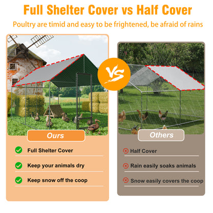 Large Outdoor Chicken Coop: Outdoor Metal Chicken Coop Walk-in Poultry Cage Run Cage with Silver Powder Coating Painted Tubes, Water Resistant Cover for Backyard